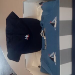 Janie & Jack BABY SAILBOAT SWEATER ONE-PIECE  &  Matching Cap NWT size 3-6 mos